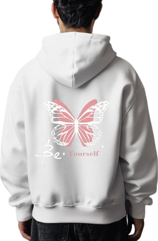 butterflies Oversize Hoodie White Back 9