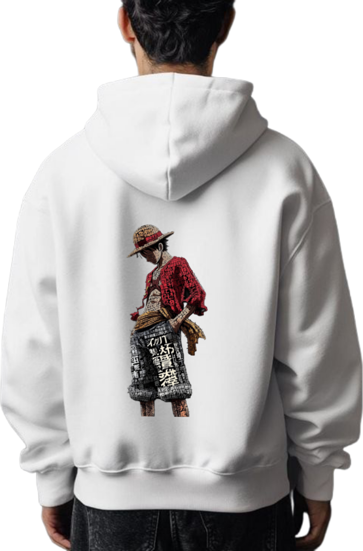 Monkey D. Luffy Over Size hoodie White Back 83