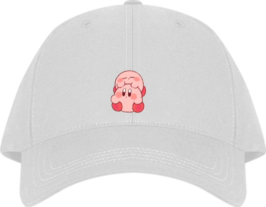 Cute Anime Kirby Baseball Cap, Kawaii Pink Character White Dad Hat, Adjustable Y2K Streetwear Sun Cap for Women and Men 9
