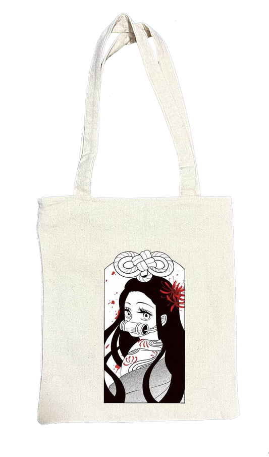 Anime Demon slayer nezuko tanjiro tote bag Beige 9