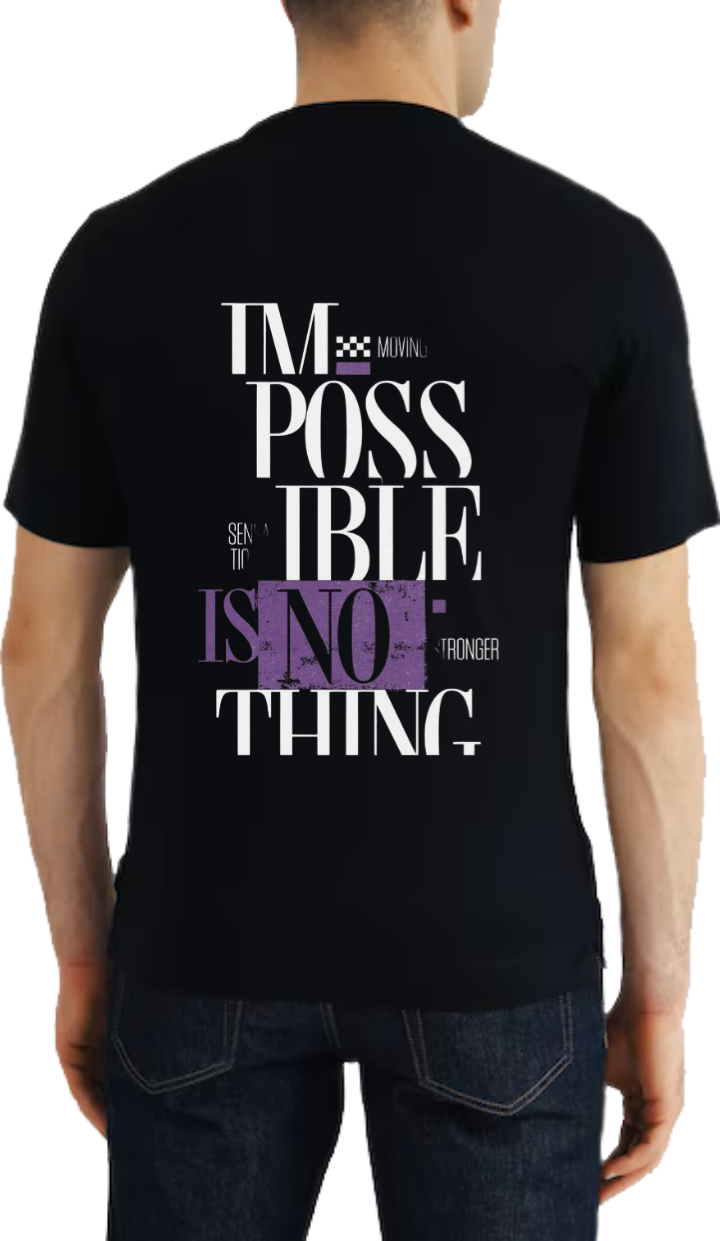 Impossible is Nothing t- shirt One Size Black Back 9