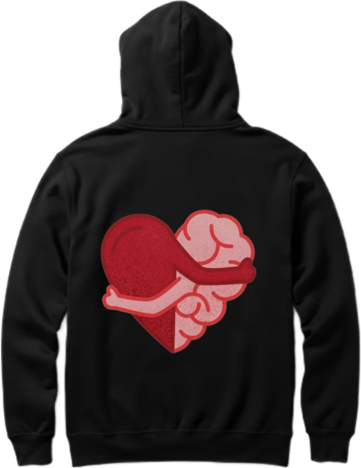 A heart embracing a mind One Size hoodie Black Back 9
