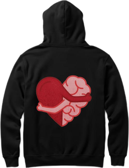 A heart embracing a mind One Size hoodie Black Back 9