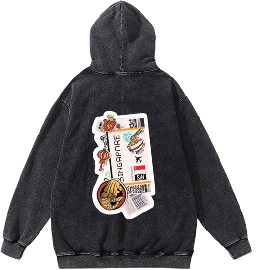travel travellar Oversize Hoodie Washed gray Back 9