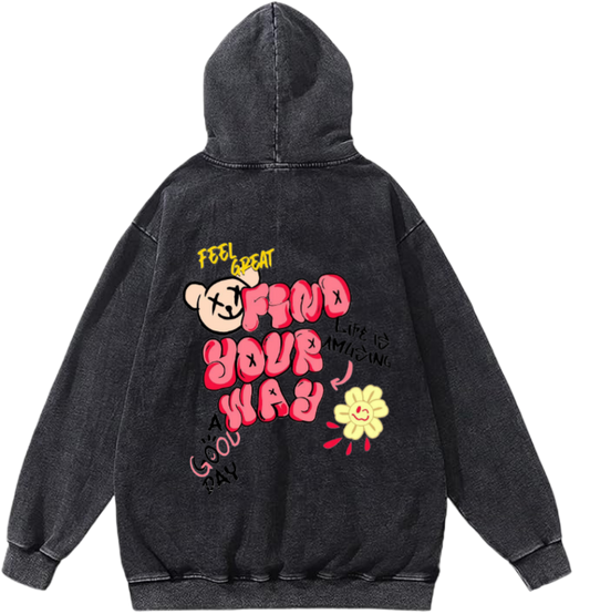 Find Your Way Over Size hoodie Washed Back 92