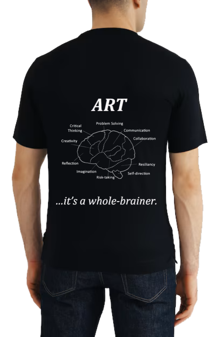 ART  Back text One Size t- shirt Black Back 123
