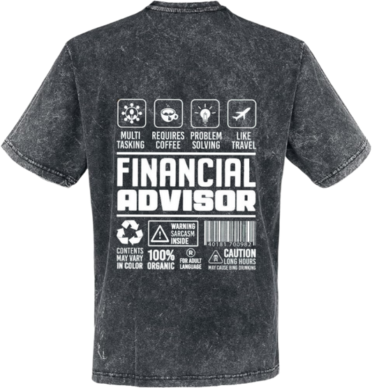 FINANCIAL ADVISOR  Back text One Size t- shirt Washed Back 89
