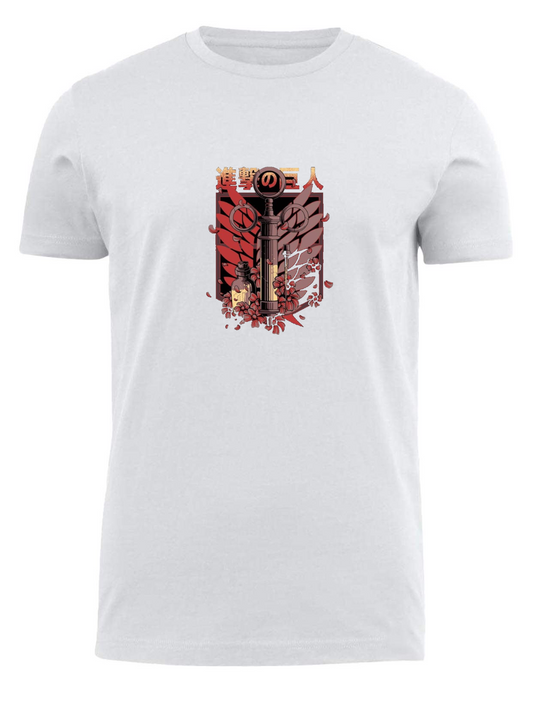 Anime Attack on titan shingeki no kyojin eren levi mikasa  Aot white fit t- shirt 9