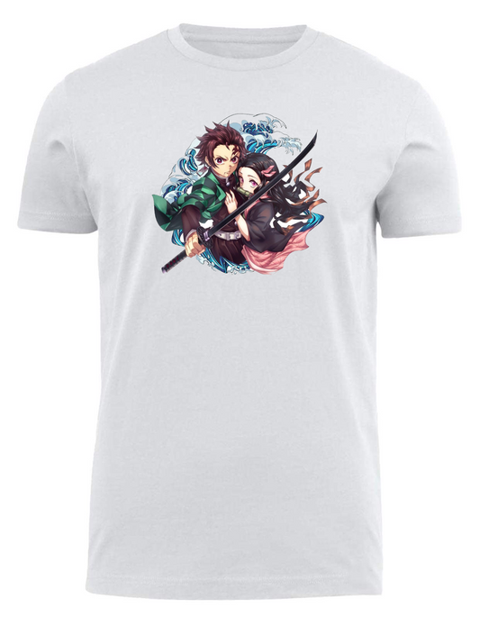 Anime Demon slayer nezuko tanjiro t- shirt fit White 9