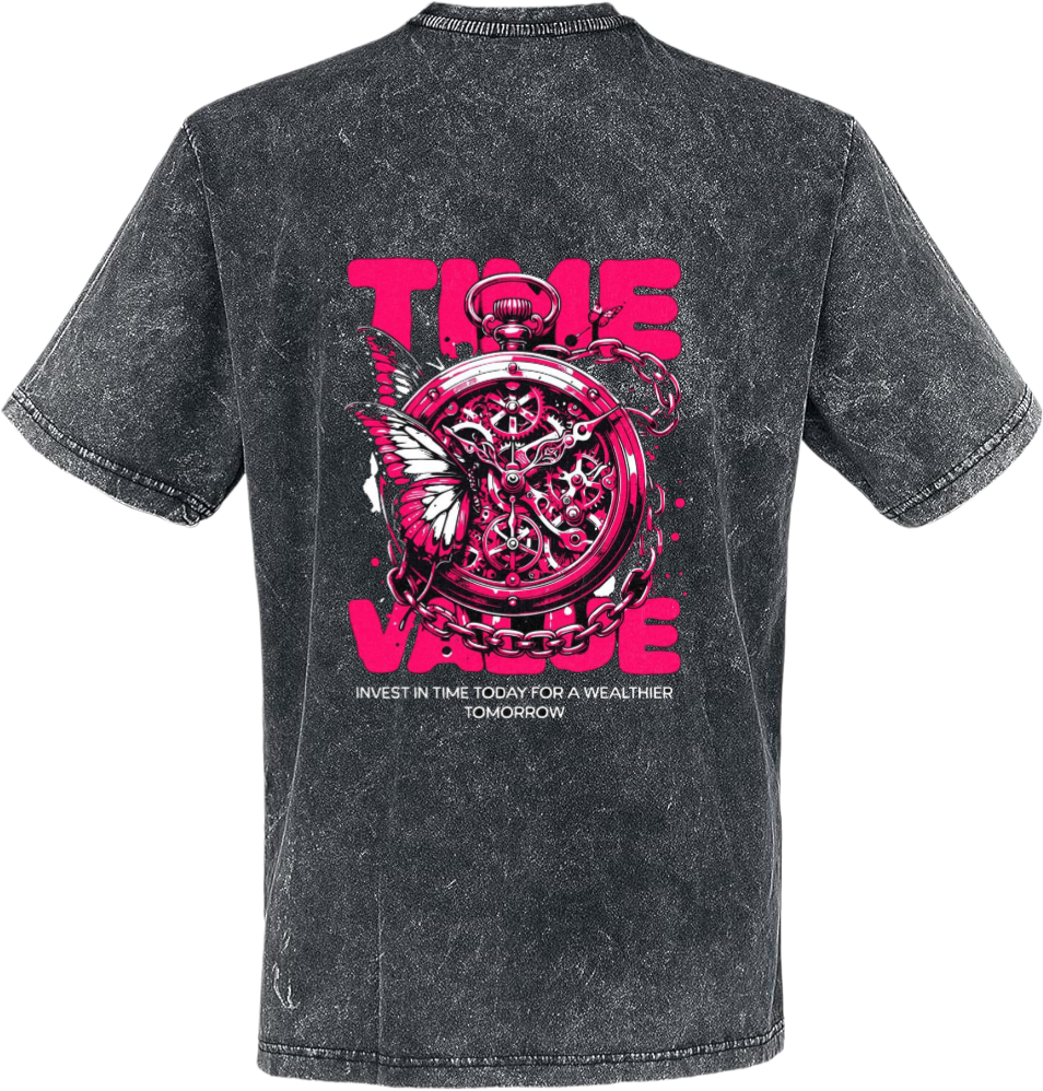 Time Value t- shirt Over Size Washed Back 91