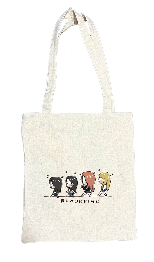Black pink tote bag beige 8