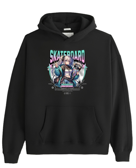RANDOM ANIME GIRL Oversize  Hoodie Black 9