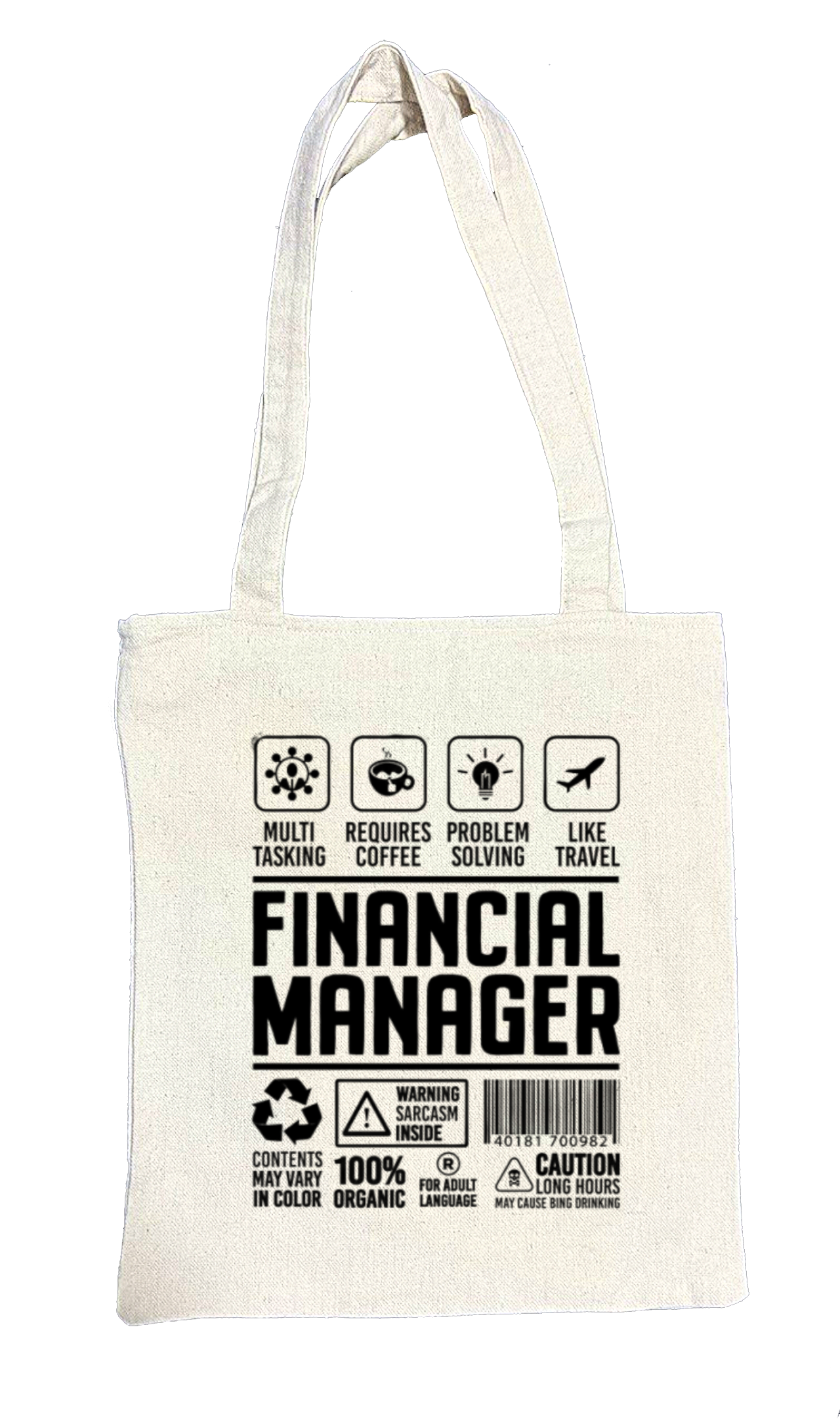 FINANCIAL MANAGER Back text tote bag beige 9