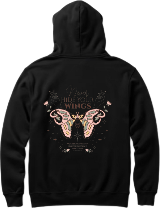 butterflies Oversize Hoodie Black Back 9