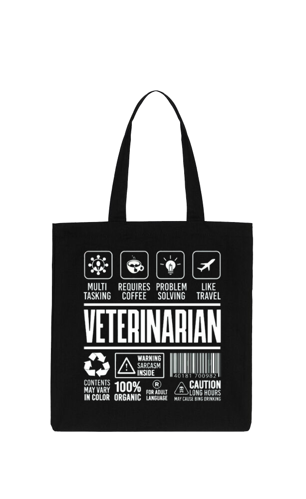 VETERINARIAN Back text tote bag Black 7