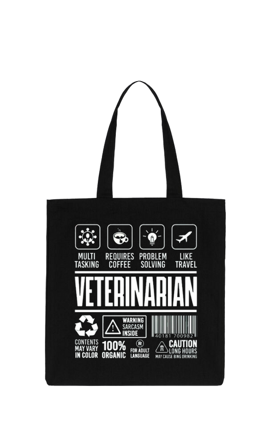 VETERINARIAN Back text tote bag Black 7