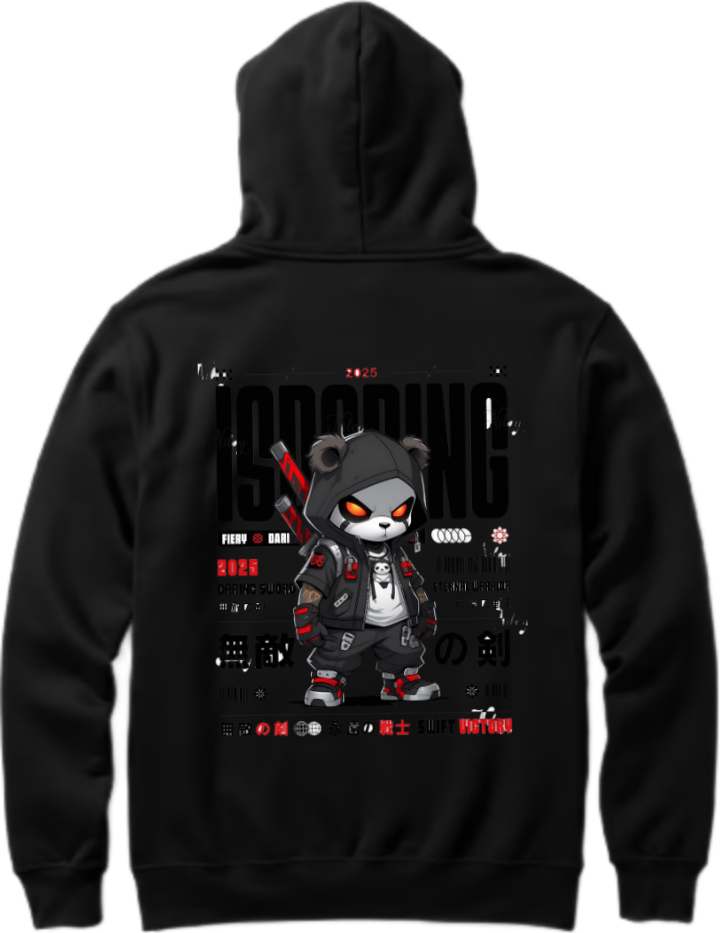 Samurai Over Size hoodie Black Back 9