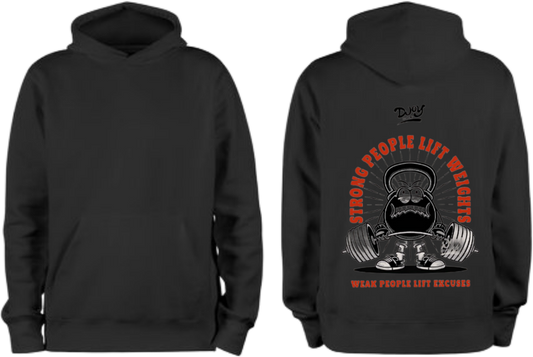 Strong People Lift Weights One Size hoodie Black Back 9