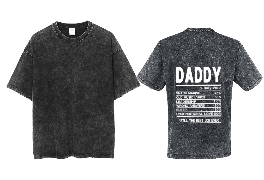 DADDY Back text One Size t- shirt Washed Back 9