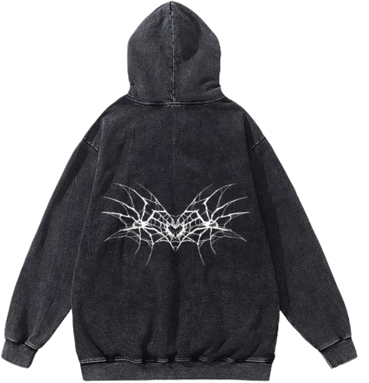 Goth Oversize  Hoodie Washed gray Back 9