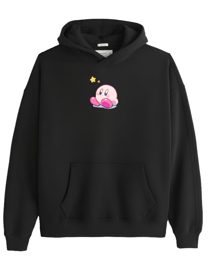 Cute Pink Anime Kirby Character Graphic Hoodie for Women and Men, Kawaii Cartoon White Pullover Sweatshirt 9