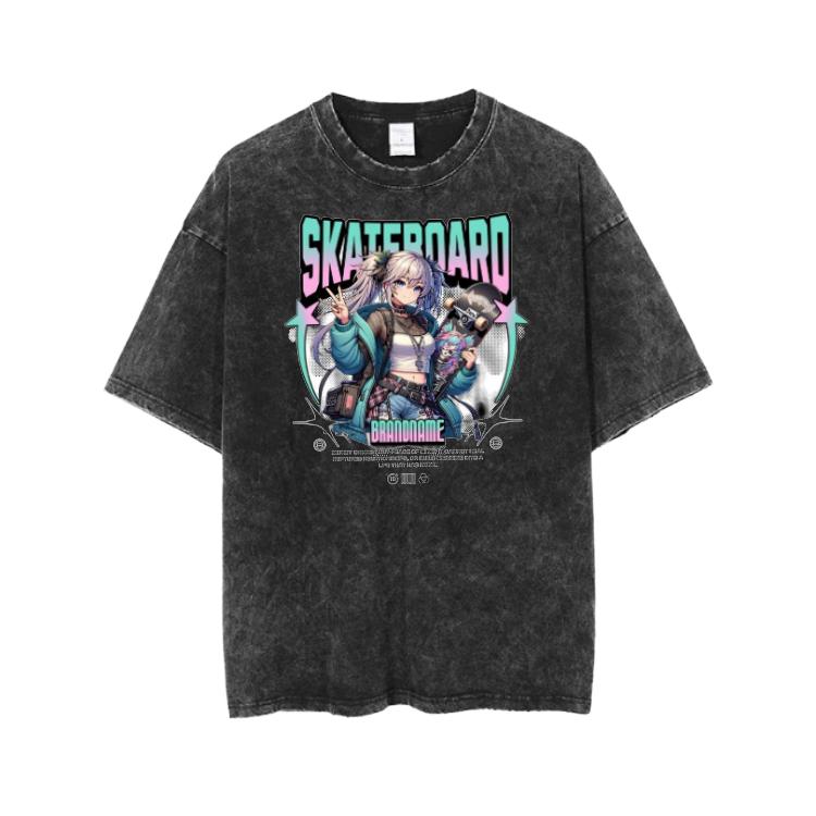 RANDOM ANIME GIRL t- shirt Washed  9