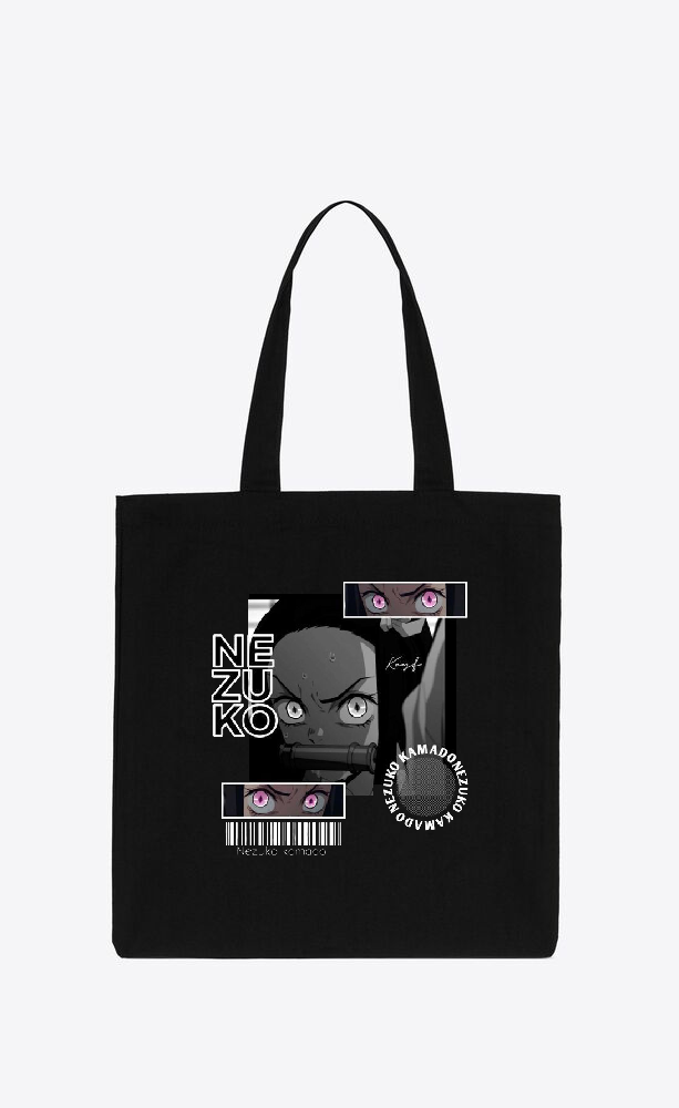 Anime Demon slayer nezuko tanjiro tote bag Black 9