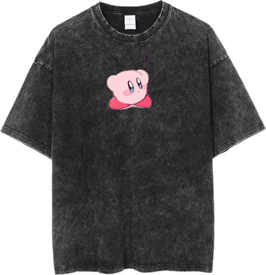 Vintage Washed Kirby Anime Graphic T-Shirt, Kawaii Y2K Aesthetic Grunge Tee, Casual Oversized Short Sleeve Top 19