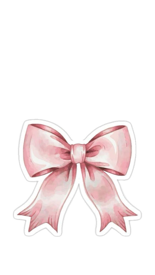 Sticker A pink bow drawn in a soft watercolor style 80