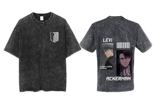 Anime Attack on titan shingeki no kyojin eren levi mikasa Aot Oversize t- shirt Washd acid back 9