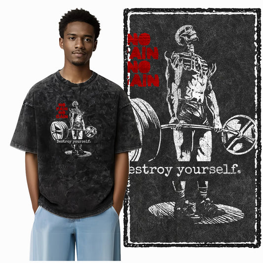 Go Hard Or Go Home Workout Gym T-Shirt Washed Oversized for Men Women, Vintage Fitness Bodybuilding Graphic Tee, Casual Short Sleeve Charcoal Top 9