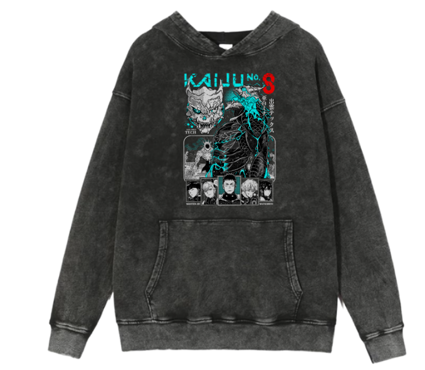 Kaiju No. 8 Over Size hoodie Washed 9