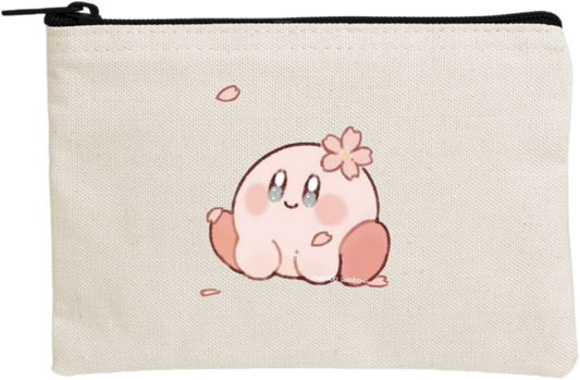 Kawaii Cute Kirby Canvas Makeup Pouch, Aesthetic Pink Anime Character Small Zipper Makeup Bag, Pencil Case, Travel Toiletry Pouch for Women and Girls 8