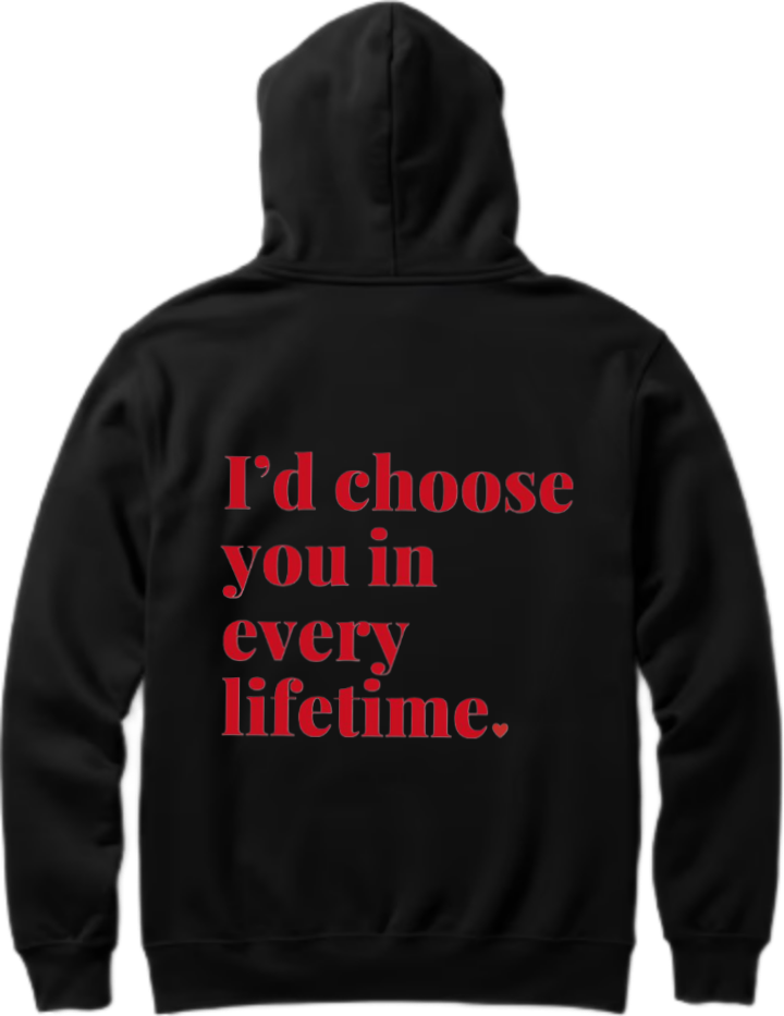 VaIentine coupIe Oversize Hoodie Black Back 9