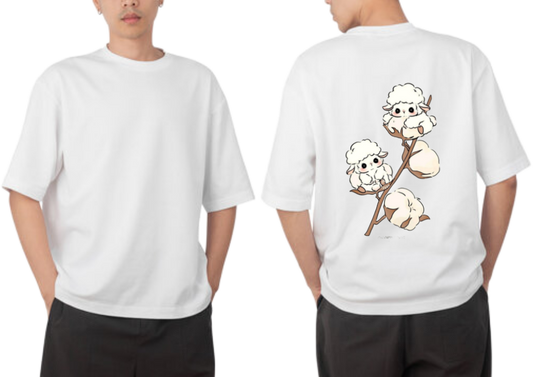 Cute Kawaii Sheep t- shirt One Size White back 9