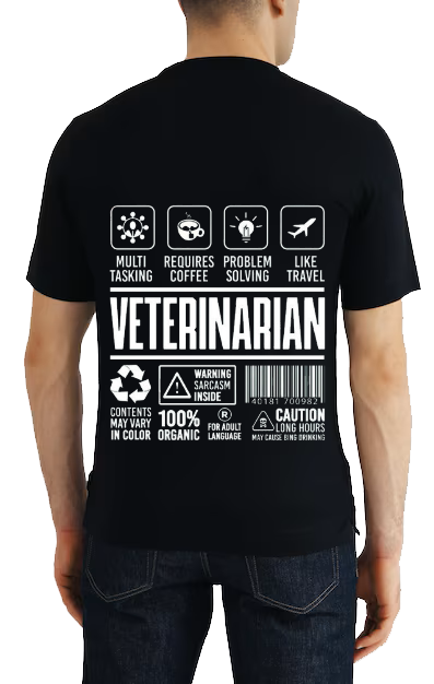 VETERINARIAN One Size t- shirt Black Back 7