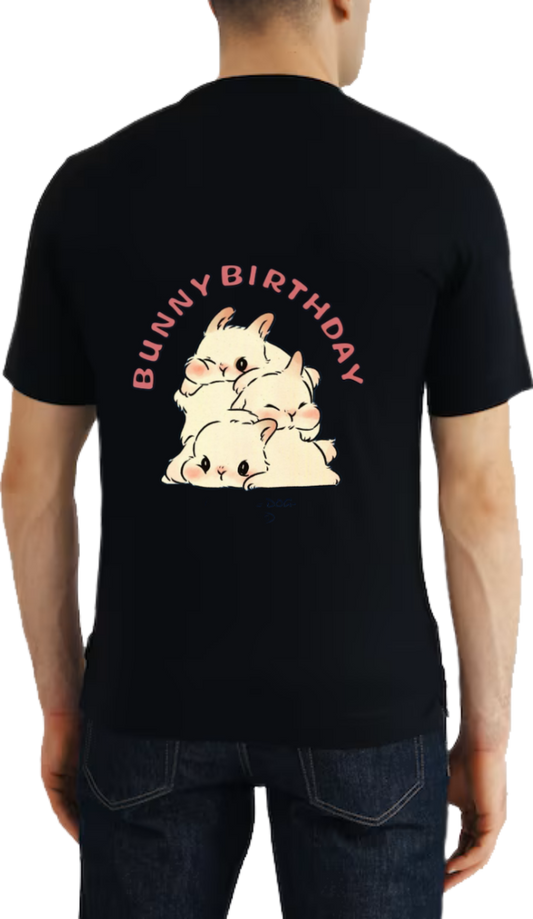 "Bunny Birthday t- shirt Over Size Black Back 65
