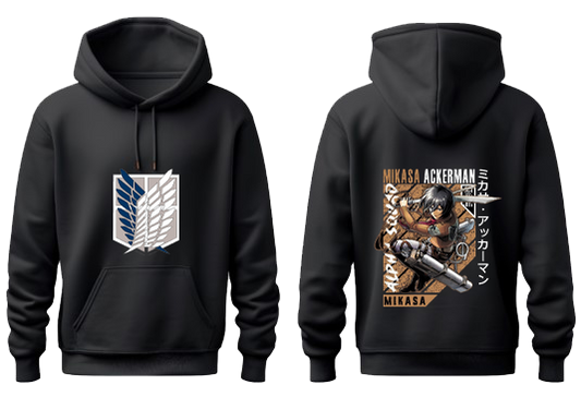 Anime Attack on titan shingeki no kyojin eren levi mikasa Aot Black Oversize HOODIE back 9