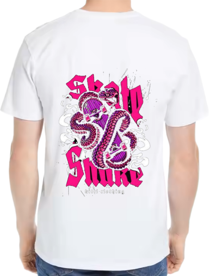 Skate Snake t- shirt Over Size White Back 29