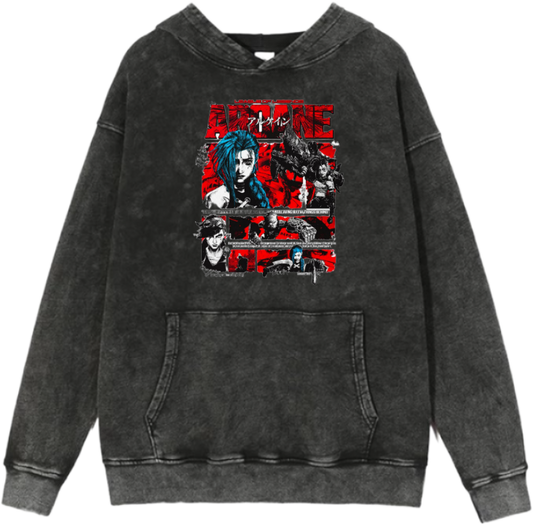 League of Legends Jinx Over Size hoodie Washed 2
