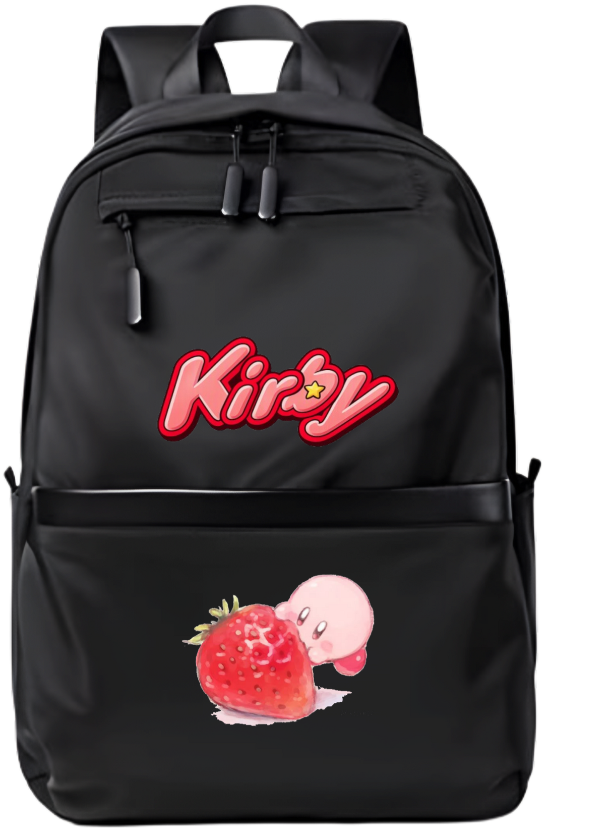 Kirby Backpack for Kids Teens, Cute Anime Cartoon Black School Bag, Casual Daypack Travel Bookbag for Boys and Girls 9