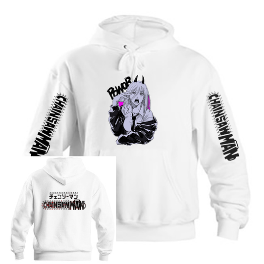 Chainsaw Man One Size hoodie White Back 6