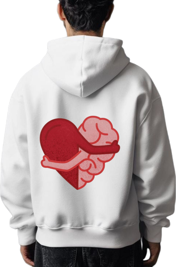 Heart and mind embracing One Size hoodie White Back 9