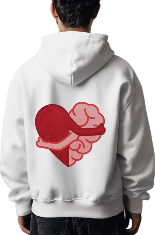 Heart and mind embracing One Size hoodie White Back 9