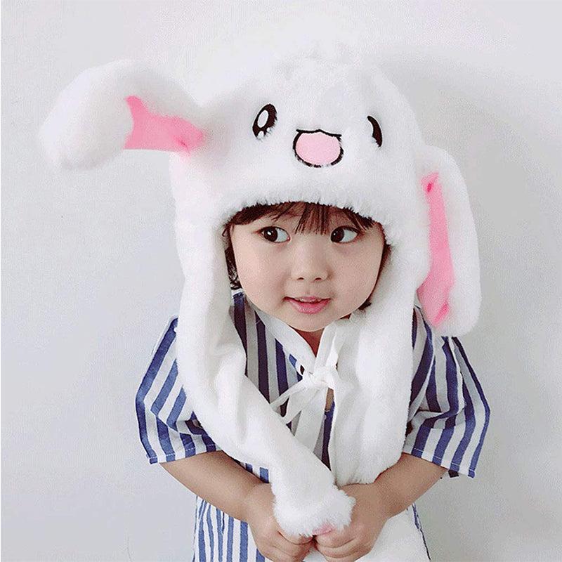 Plush rabbit hat with moving ears