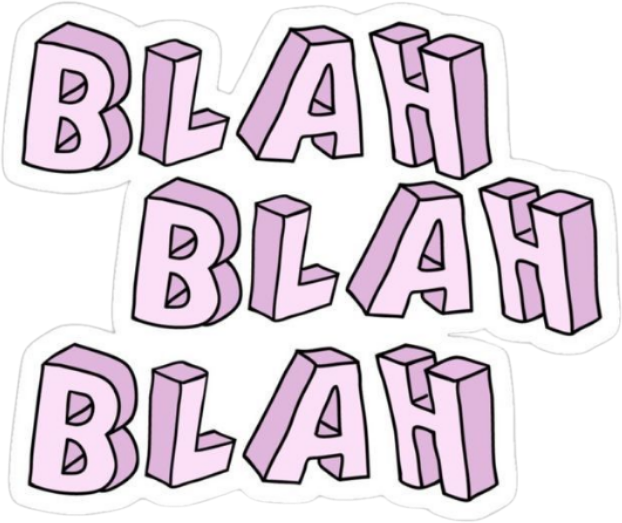 Blah Blah Blah" Funny Sarcastic Quote Aesthetic Sticker, Cute Pink 3D Typography Decal for Laptop, Water Bottles, Journaling, Scrapbooking, and Planners