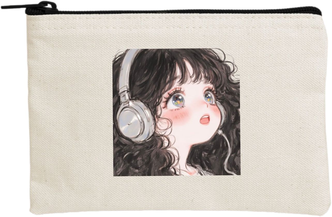 RANDOM ANIME GIRL wallet pencil case Beige 2