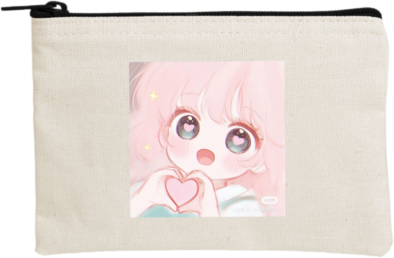 RANDOM ANIME GIRL wallet pencil case Beige 5