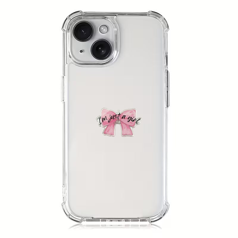 Phone / pad  acrylic stickers pink bow and the phrase "I'm just a girl