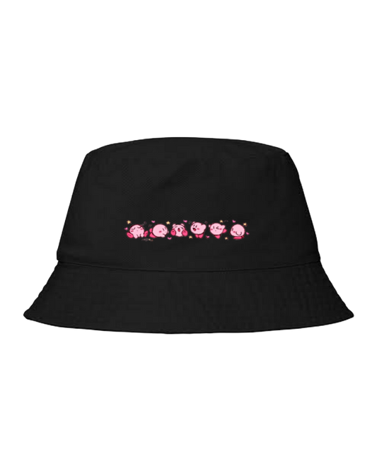 Cute Anime Kirby Bucket Hat, Kawaii Pink Character Black Sun Fisherman Cap, Y2K Streetwear Summer Beach Hat for Women and Men 31